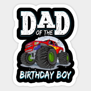 Mens Dad Of The Birthday Boy Monster Truck Theme Party Sticker